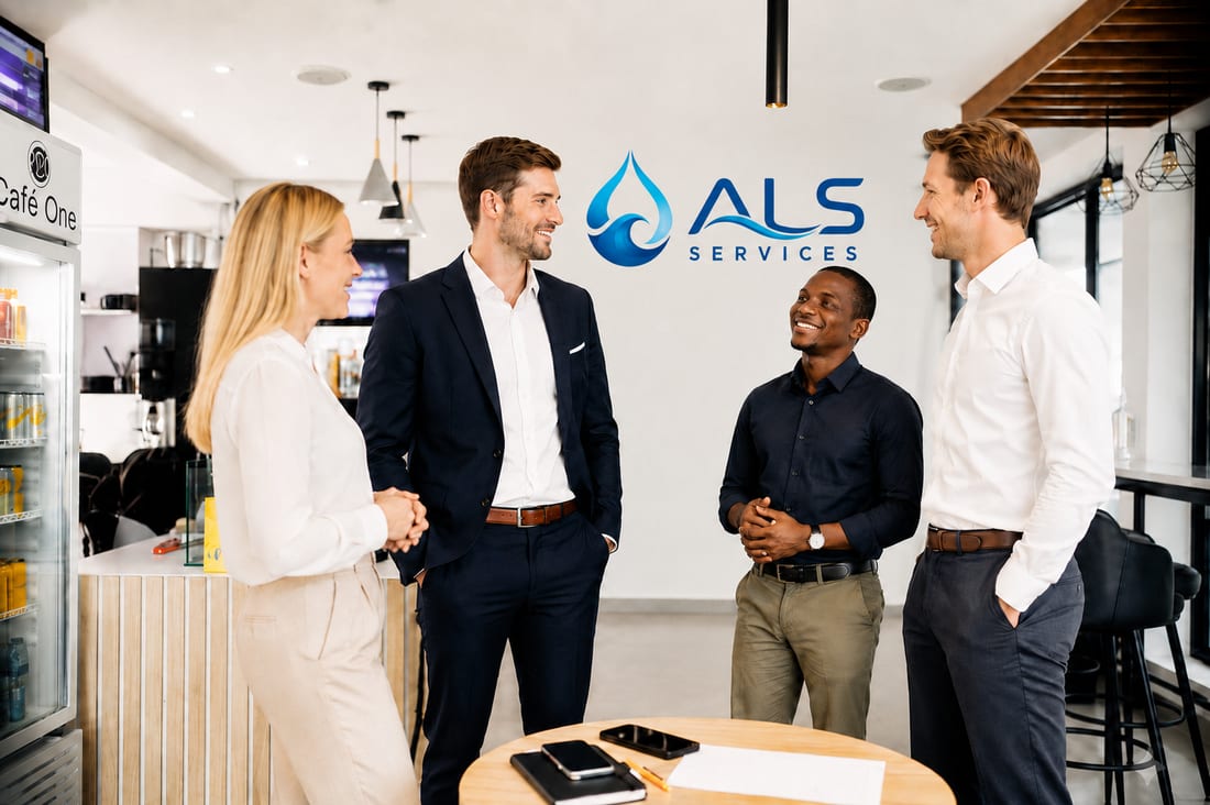 Agent ALS Services équipé pour une remise en état d'urgence après sinistre dans les Hauts-de-Seine